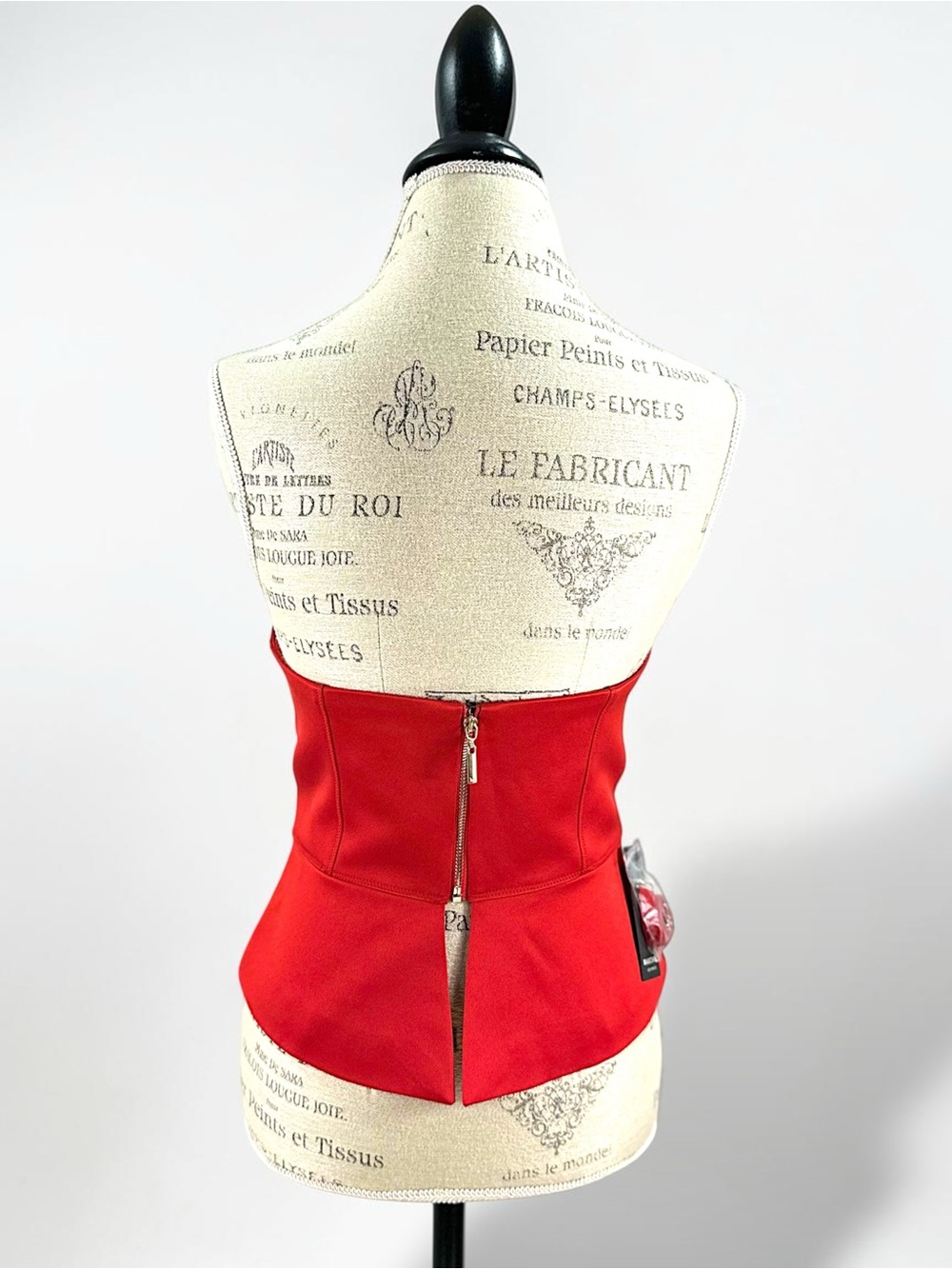 MARCIANO Red Satin Maura Bustier Peplum Corset Top Gold Zip Size 6 NWT - Picture 8 of 15